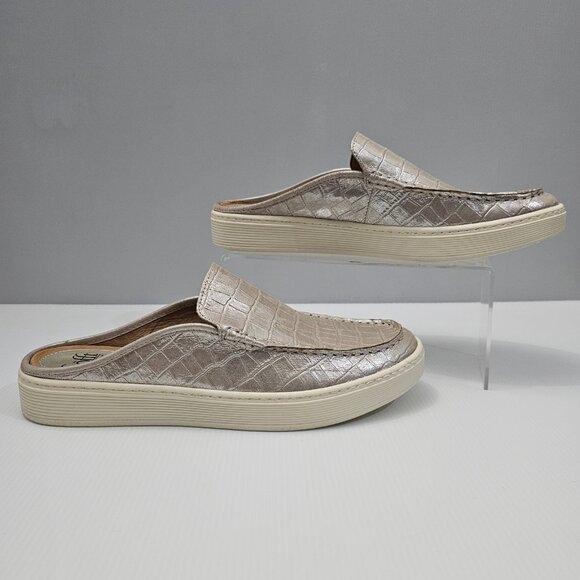 Sofft Somers Moc Mule Sneaker Womens 11 Metallic Taupe Leather Slip On Croc - Picture 3 of 15